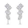 Thumbnail Image 2 of 1 CT. T.W. Marquise, Oval and Emerald Multi-Diamond Crawler Stud Earrings in 10K White Gold