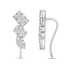 Thumbnail Image 3 of 1 CT. T.W. Marquise, Oval and Emerald Multi-Diamond Crawler Stud Earrings in 10K White Gold
