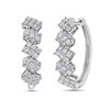 Thumbnail Image 1 of 1-1/2 CT. T.W. Oval and Emerald Multi-Diamond Hoop Earrings in 10K White Gold