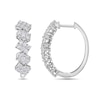 Thumbnail Image 3 of 1-1/2 CT. T.W. Oval and Emerald Multi-Diamond Hoop Earrings in 10K White Gold