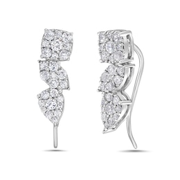 3/4 CT. T.W. Marquise, Pear and Cushion Multi-Diamond Crawler Stud Earrings in 10K White Gold