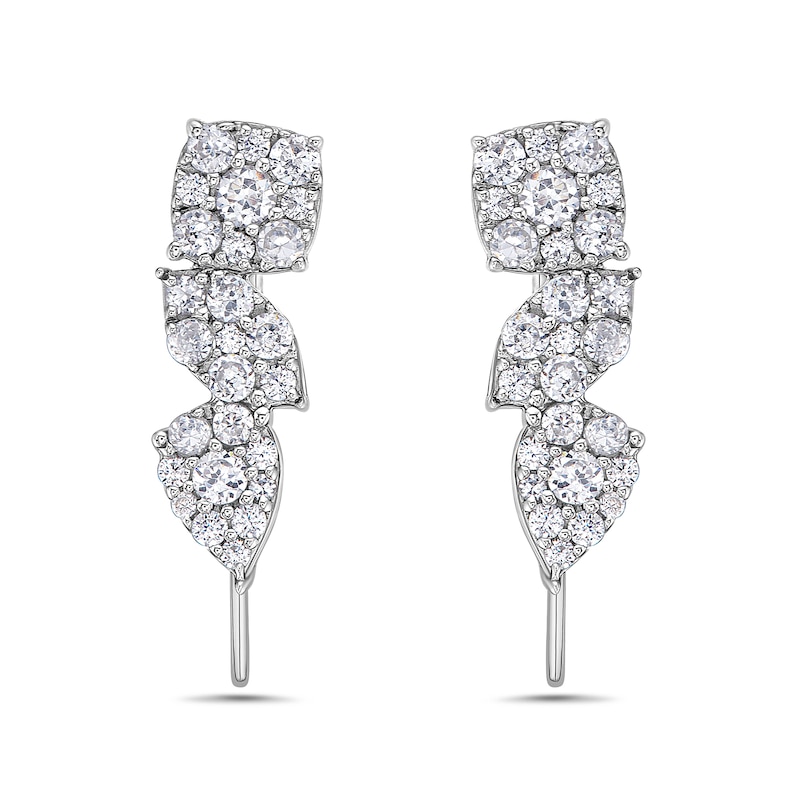 Main Image 2 of 3/4 CT. T.W. Marquise, Pear and Cushion Multi-Diamond Crawler Stud Earrings in 10K White Gold