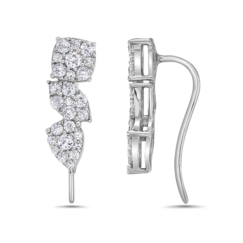 Main Image 3 of 3/4 CT. T.W. Marquise, Pear and Cushion Multi-Diamond Crawler Stud Earrings in 10K White Gold