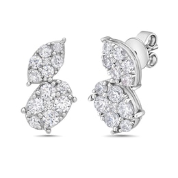 1 CT. T.W. Marquise and Oval Multi-Diamond Stud Earrings in 10K White Gold
