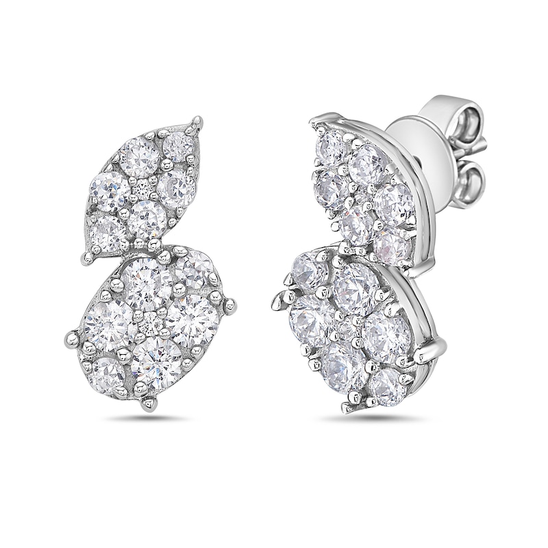 Main Image 1 of 1 CT. T.W. Marquise and Oval Multi-Diamond Stud Earrings in 10K White Gold