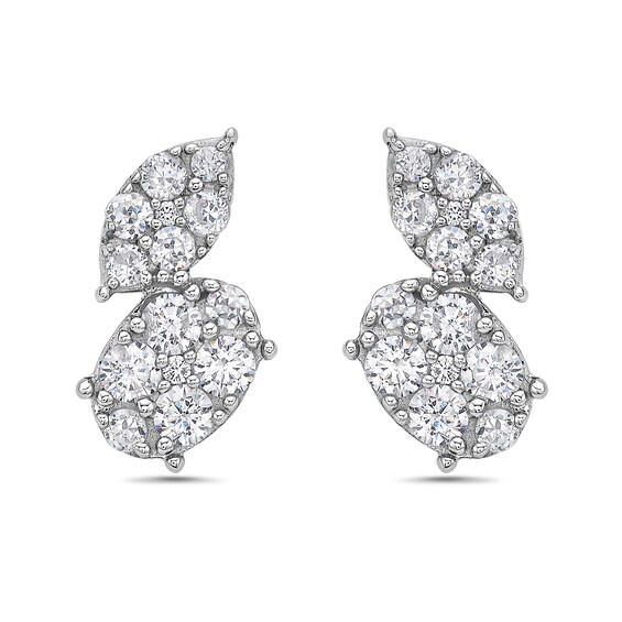 1 CT. T.w. Marquise and Oval Multi-Diamond Stud Earrings in 10K White Gold