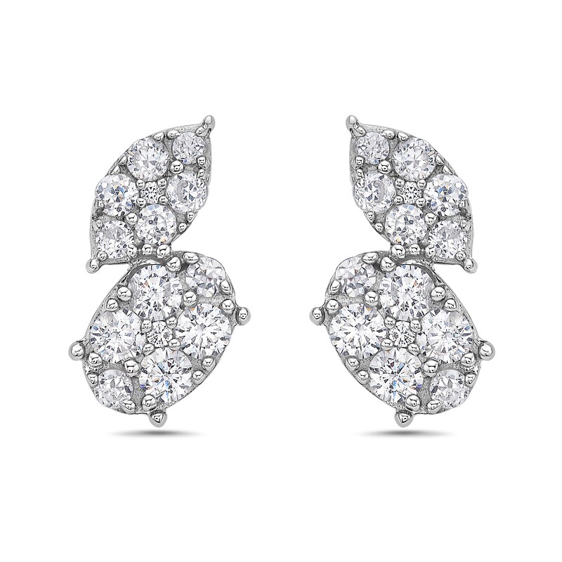 Main Image 2 of 1 CT. T.W. Marquise and Oval Multi-Diamond Stud Earrings in 10K White Gold