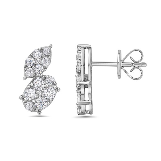 1 CT. T.w. Marquise and Oval Multi-Diamond Stud Earrings in 10K White Gold