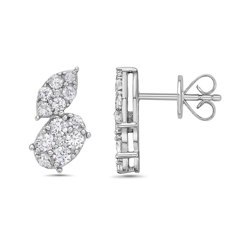 Main Image 3 of 1 CT. T.W. Marquise and Oval Multi-Diamond Stud Earrings in 10K White Gold