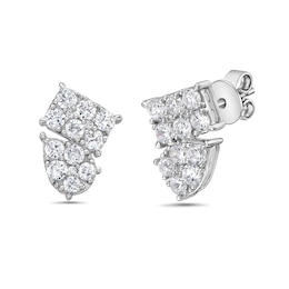1 CT. T.W. Pear and Emerald Multi-Diamond Stud Earrings in 10K White Gold