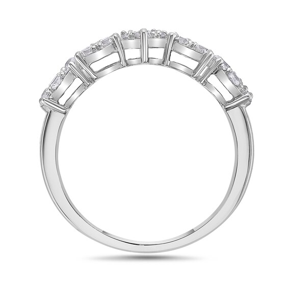 1 CT. T.w. Marquise, Oval and Emerald Multi-Diamond Alternating Ring in 10K White Gold