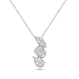 1 CT. T.W. Marquise, Oval and Pear Multi-Diamond Three Stone Pendant in 10K White Gold