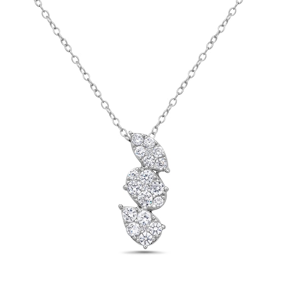 1 CT. T.w. Marquise, Oval and Pear Multi-Diamond Three Stone Pendant in 10K White Gold