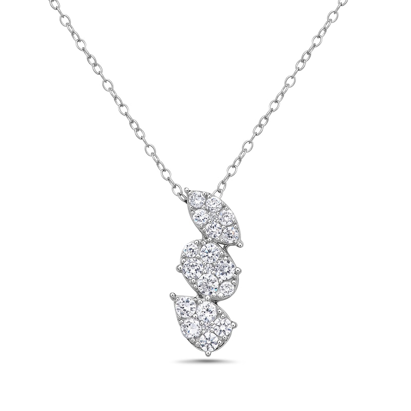Main Image 1 of 1 CT. T.W. Marquise, Oval and Pear Multi-Diamond Three Stone Pendant in 10K White Gold