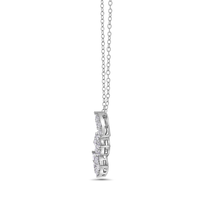 Main Image 3 of 1 CT. T.W. Marquise, Oval and Pear Multi-Diamond Three Stone Pendant in 10K White Gold