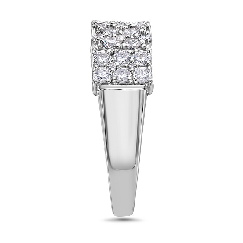 Main Image 2 of 1 CT. T.W. Oval and Emerald Multi-Diamond Alternating Ring in 10K White Gold