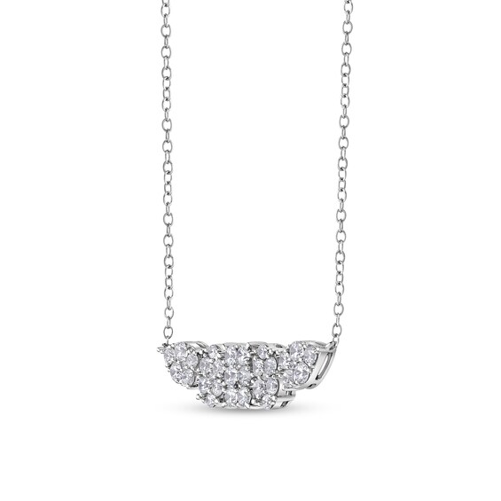 1-1/2 CT. T.w. Emerald, Oval and Pear Multi-Diamond Necklace in 10K White Gold