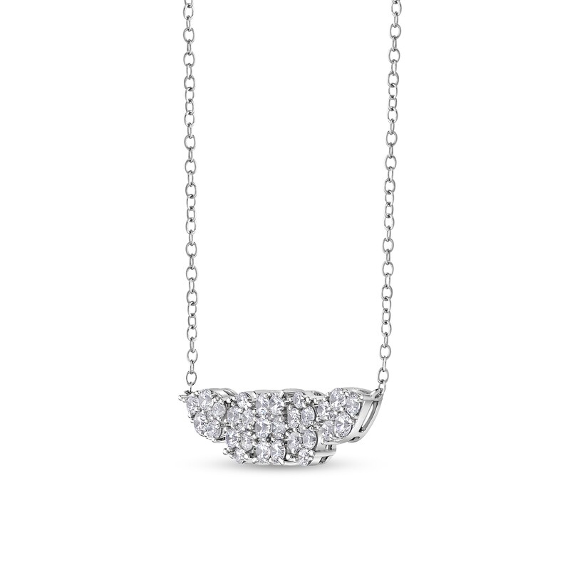 Main Image 2 of 1-1/2 CT. T.W. Emerald, Oval and Pear Multi-Diamond Necklace in 10K White Gold