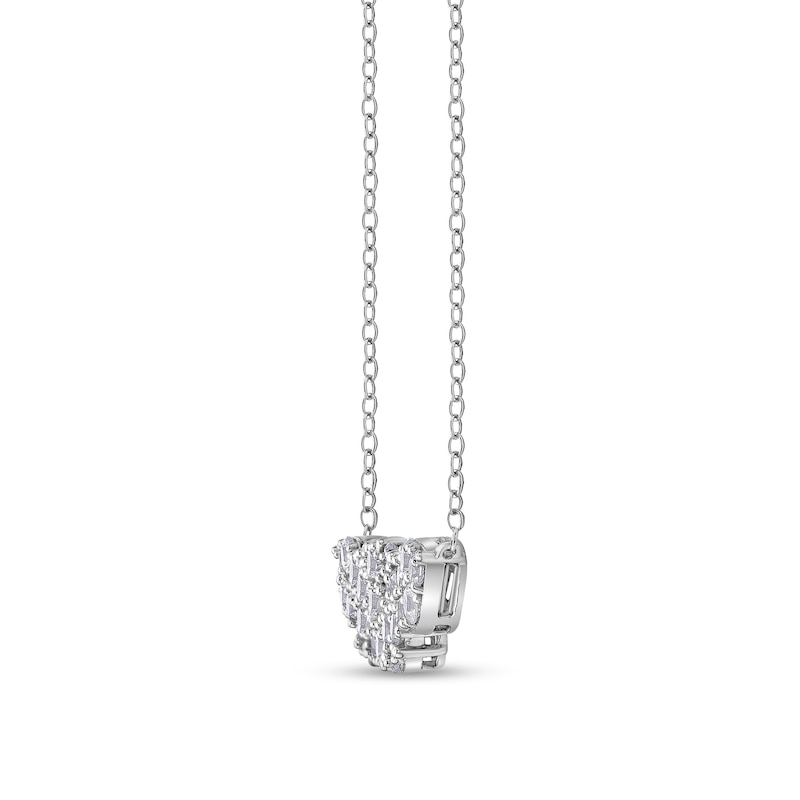 Main Image 3 of 1-1/2 CT. T.W. Emerald, Oval and Pear Multi-Diamond Necklace in 10K White Gold