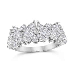 1 CT. T.W. Marquise and Pear Multi-Diamond Zig-Zag Ring in 10K White Gold
