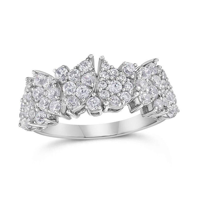 Main Image 1 of 1 CT. T.W. Marquise and Pear Multi-Diamond Zig-Zag Ring in 10K White Gold