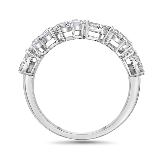 1 CT. T.w. Marquise and Pear Multi-Diamond Zig-Zag Ring in 10K White Gold