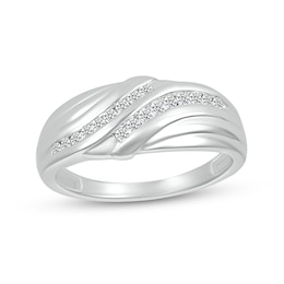 1/4 CT. T.W. Diamond Rolling Waves Ring in 10K White Gold