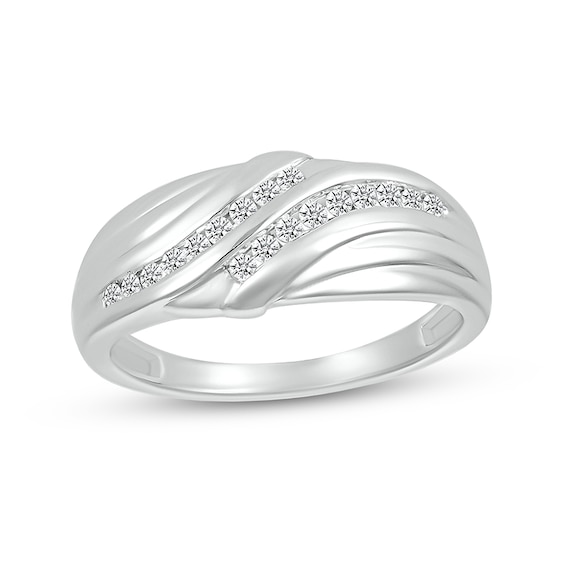 1/4 CT. T.w. Diamond Rolling Waves Ring in 10K White Gold