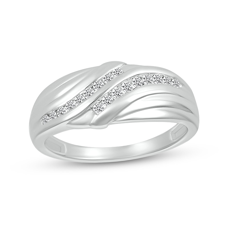 Main Image 1 of 1/4 CT. T.W. Diamond Rolling Waves Ring in 10K White Gold