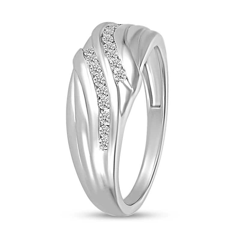 Main Image 2 of 1/4 CT. T.W. Diamond Rolling Waves Ring in 10K White Gold