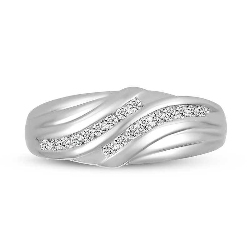 Main Image 3 of 1/4 CT. T.W. Diamond Rolling Waves Ring in 10K White Gold