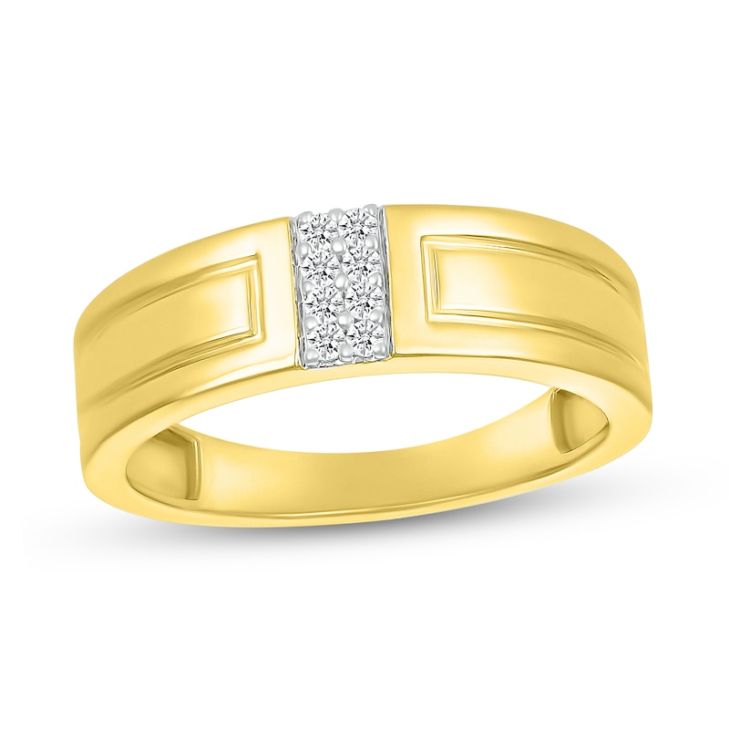 Main Image 1 of 1/10 CT. T.W. Diamond Linear Double Row Ring in 10K Gold