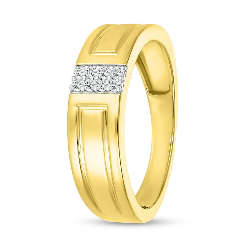 Main Image 2 of 1/10 CT. T.W. Diamond Linear Double Row Ring in 10K Gold