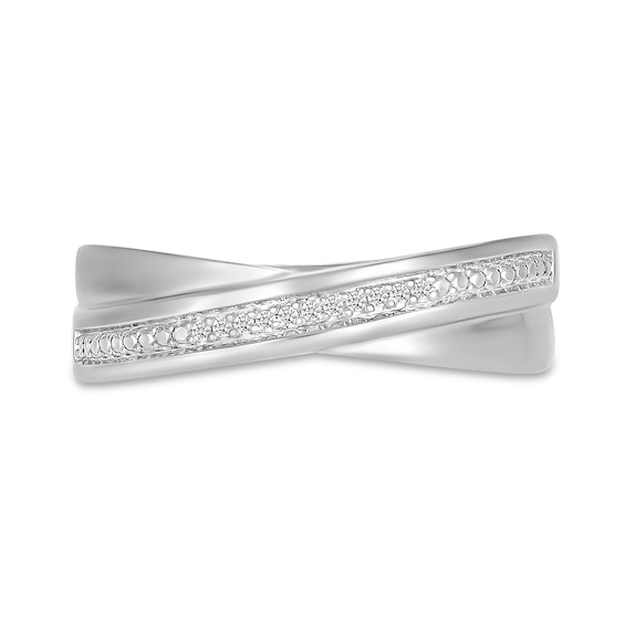 1/20 CT. T.w. Diamond Criss-Cross Ring in 10K White Gold