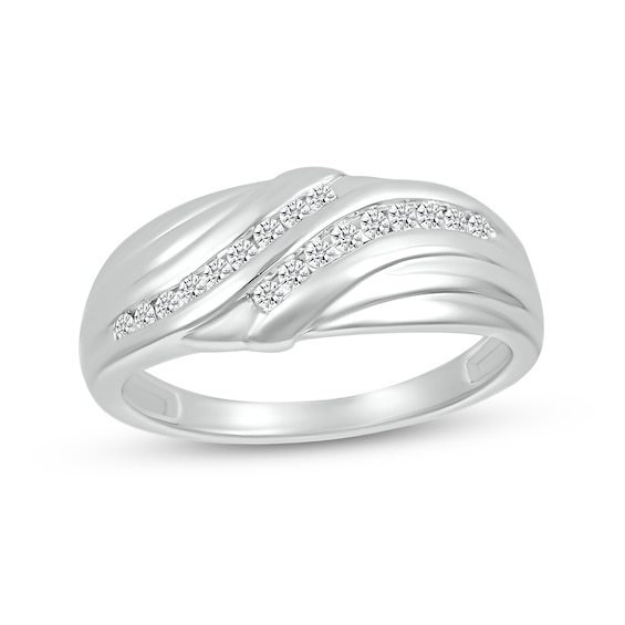 1/4 CT. T.w. Diamond Rolling Waves Ring in 10K White Gold