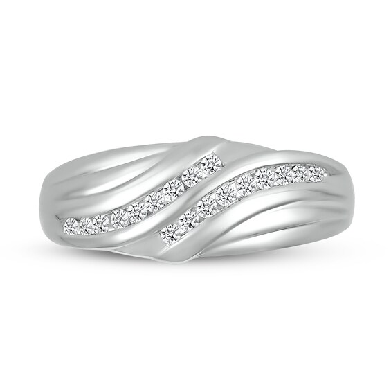 1/4 CT. T.w. Diamond Rolling Waves Ring in 10K White Gold