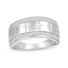 Thumbnail Image 1 of Men's 1/2 CT. T.W. Diamond Edge Cross Ring in 10K White Gold