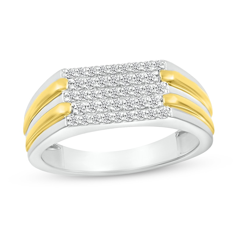 Main Image 1 of 1/3 CT. T.W. Diamond Stepped Multi-Row Ring in 10K Two-Tone Gold
