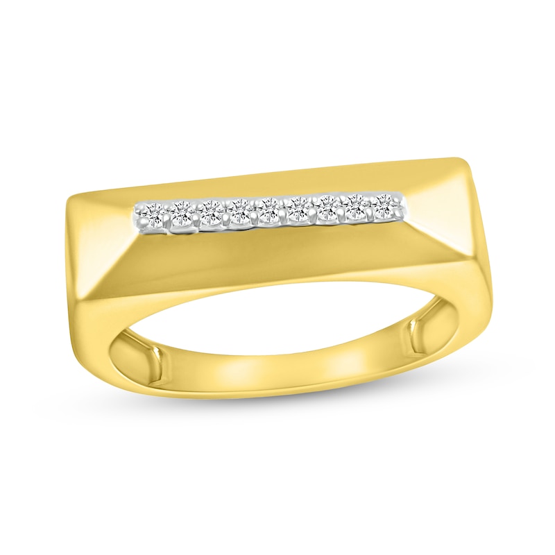 Main Image 1 of 1/10 CT. T.W. Diamond Slanted Bar Ring in 10K Gold