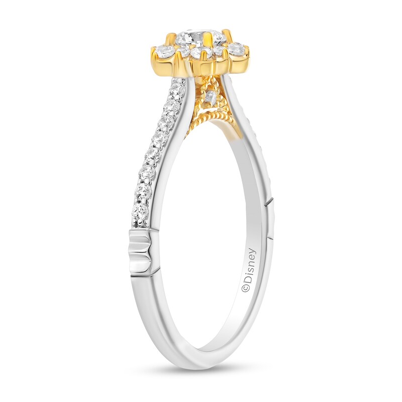 Main Image 2 of Enchanted Disney Jasmine 5/8 CT. T.W. Diamond Flower Engagement Ring in 14K Two-Tone Gold
