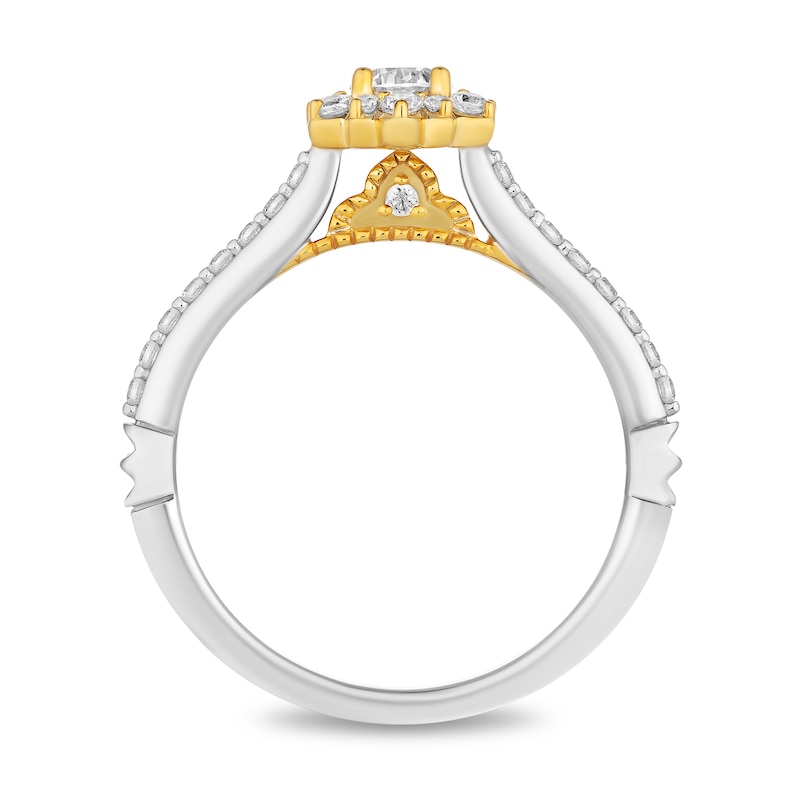 Main Image 3 of Enchanted Disney Jasmine 5/8 CT. T.W. Diamond Flower Engagement Ring in 14K Two-Tone Gold