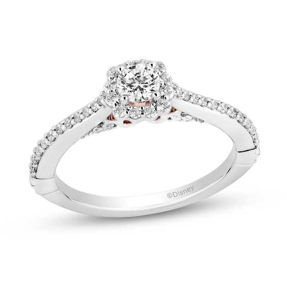 Enchanted Disney Ariel 1/2 CT. T.w. Diamond Flower Frame Engagement Ring in 14K White Gold
