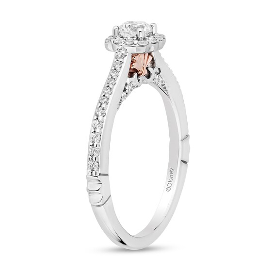 Enchanted Disney Ariel 1/2 CT. T.w. Diamond Flower Frame Engagement Ring in 14K White Gold