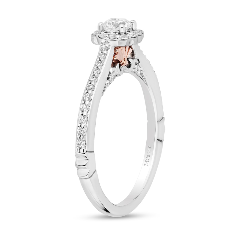 Main Image 2 of Enchanted Disney Ariel 1/2 CT. T.W. Diamond Flower Frame Engagement Ring in 14K White Gold