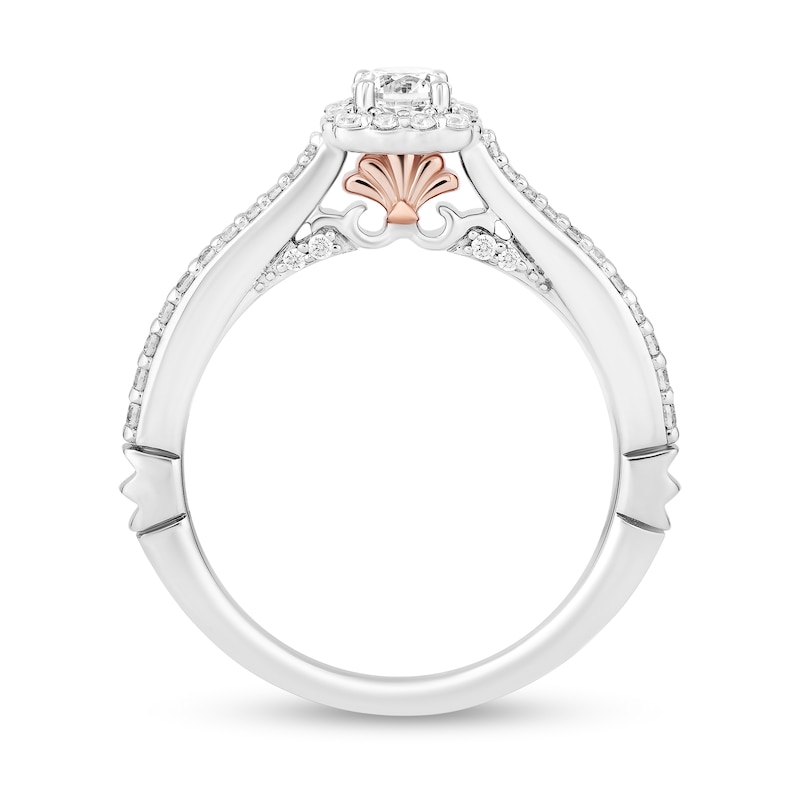 Main Image 3 of Enchanted Disney Ariel 1/2 CT. T.W. Diamond Flower Frame Engagement Ring in 14K White Gold