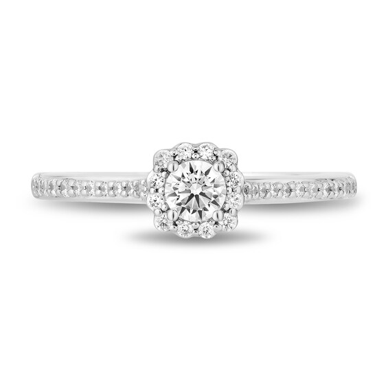 Enchanted Disney Ariel 1/2 CT. T.w. Diamond Flower Frame Engagement Ring in 14K White Gold