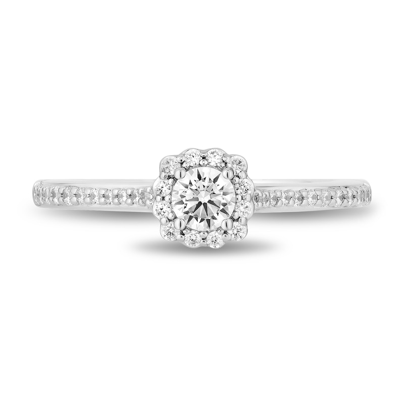 Main Image 4 of Enchanted Disney Ariel 1/2 CT. T.W. Diamond Flower Frame Engagement Ring in 14K White Gold