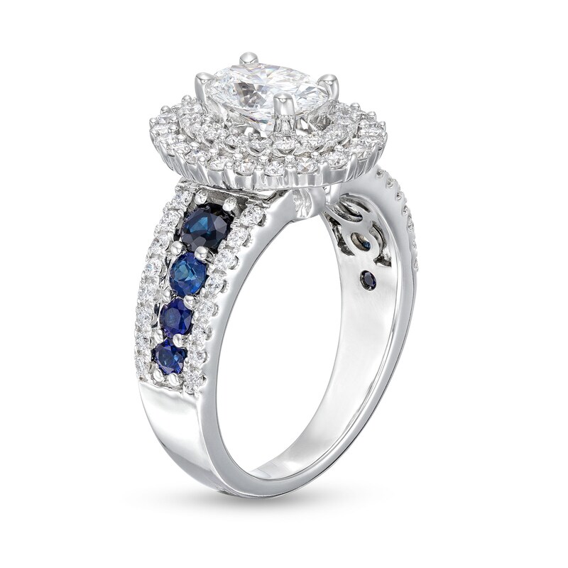 Main Image 3 of TRUE Lab-Grown Diamonds by Vera Wang Love 1-3/4 CT. T.W. Oval-Shape Frame Engagement Ring in 14K White Gold (F/VS2)