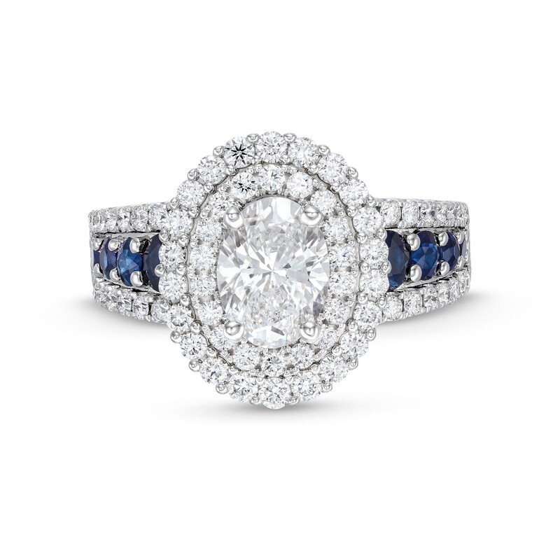 Main Image 4 of TRUE Lab-Grown Diamonds by Vera Wang Love 1-3/4 CT. T.W. Oval-Shape Frame Engagement Ring in 14K White Gold (F/VS2)
