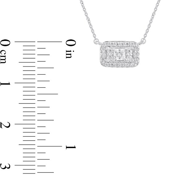 1/4 CT. T.w. Rectangle Multi-Diamond Frame Necklace in 14K White Gold